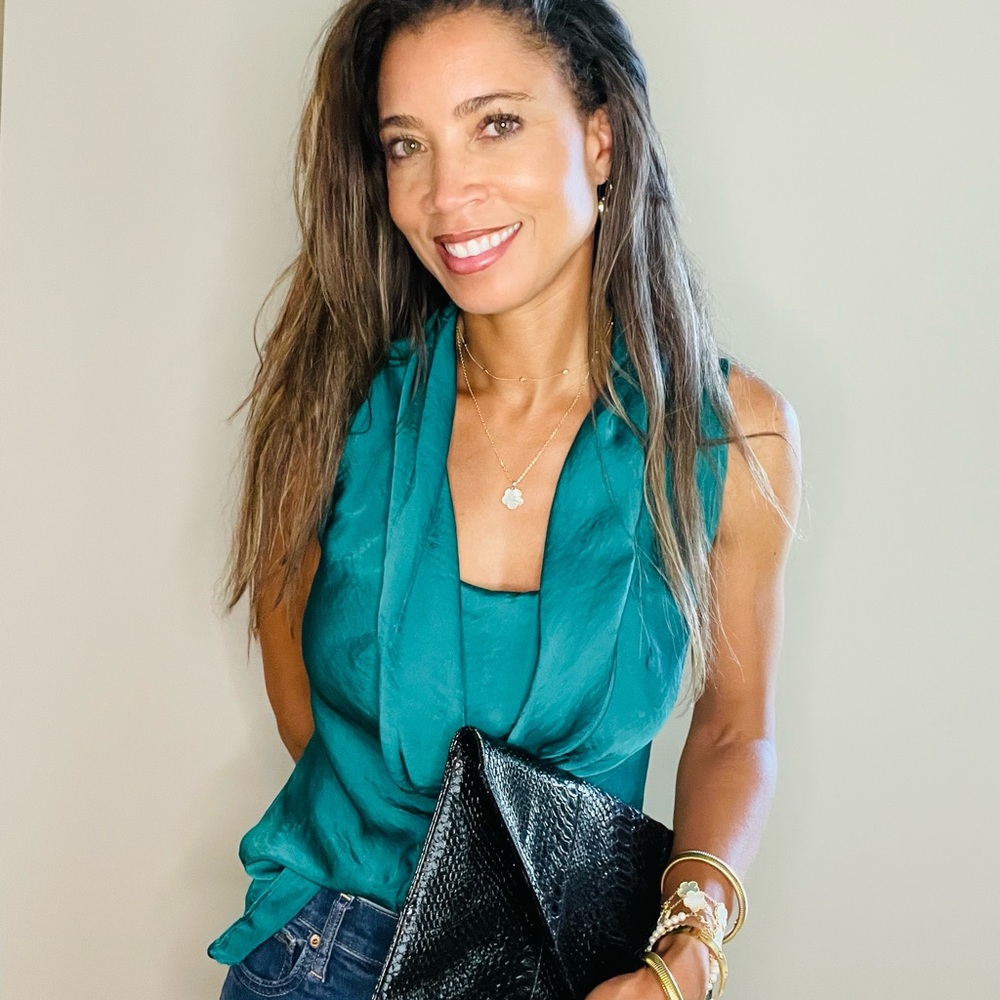Willi Smith Green Sleeveless Blouse